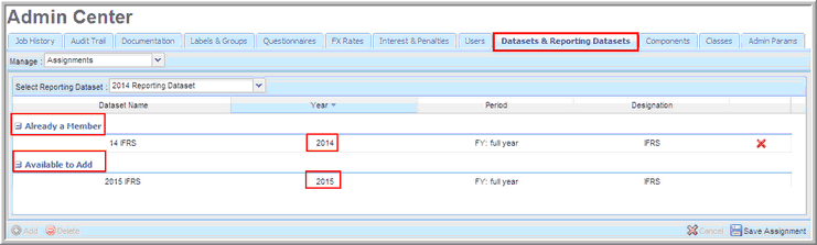 2014.0 reporting dataset assignments