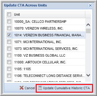 2015 update cumulative historic cta select units button