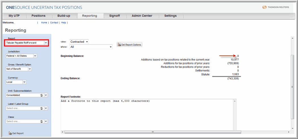 tabular payable rollforward